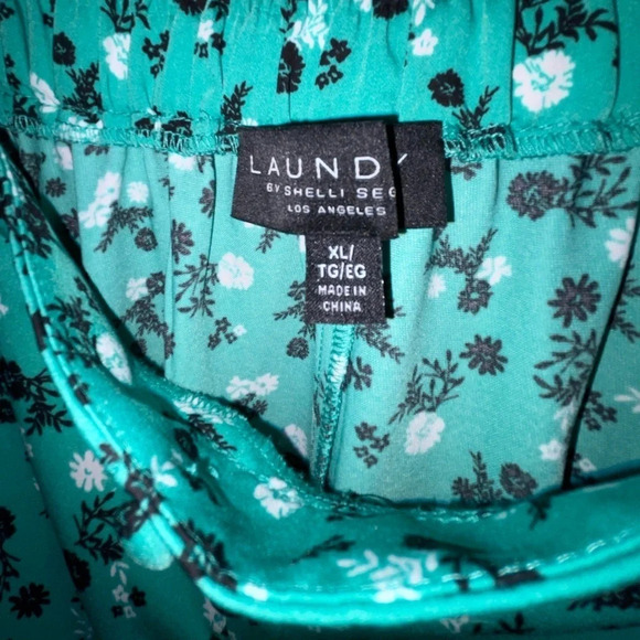 Laundry by Shelli Segal Green Floral Maxi Skirt Front 1/2 Button Up NWT Size XL - Picture 4 of 10